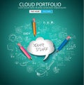 Cloud Portfolio concept with Doodle design style Royalty Free Stock Photo