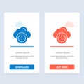 Cloud, Power, Network, Off Blue and Red Download and Buy Now web Widget Card Template