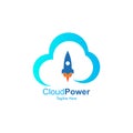 Cloud Power With Rocket Logo Design Template. Royalty Free Stock Photo