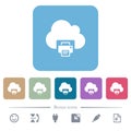 Cloud printing flat icons on color rounded square backgrounds Royalty Free Stock Photo