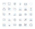 Cloud probability linear icons set. Chance, Forecast, Possibility, Likelihood, Uncertainty, Risk, Probability line