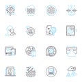 Cloud probability linear icons set. Chance, Forecast, Possibility, Likelihood, Uncertainty, Risk, Probability line