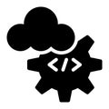 Cloud Programming, Cloud Development, Cloud Engineering Glyph Solid Icon