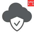 Cloud protection glyph icon Royalty Free Stock Photo