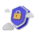 Cloud Protection Shield Lock Abstract 3d Icon