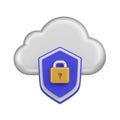 Cloud Protection Shield Lock 3d Icon