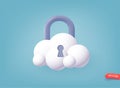 Cloud protection vector filled outline Icon Design illustration. SEO Development And Marketing Symbol on blue background. 3D Web Royalty Free Stock Photo