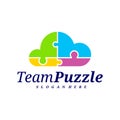 Cloud Puzzle logo design vector template, Vector label of puzzle, illustration, Creative icon, design concept