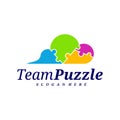 Cloud Puzzle logo design vector template, Vector label of puzzle, illustration, Creative icon, design concept