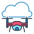 Cloud and Quadcopter vector Drone in Sky concept colored icon