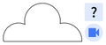 Cloud with Question Mark and Camera Icon Suggesting Data, Connectivity, and Communication Royalty Free Stock Photo