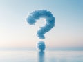 Cloud question mark over calm sea, conceptual image for inquiry and knowledge. Royalty Free Stock Photo