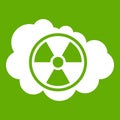 Cloud and radioactive sign icon green