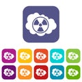 Cloud and radioactive sign icons set Royalty Free Stock Photo