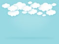 Cloud rain  on blue background, clear sky with cloud, rain season, cloudy day,weather forecast concept, vector illustration Royalty Free Stock Photo