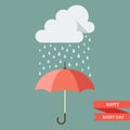 Cloud with Rain drop on umbrella Royalty Free Stock Photo