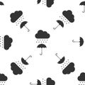 Cloud with rain drop on umbrella icon seamless pattern on white background Royalty Free Stock Photo