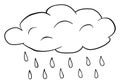 Cloud With Rain Drops Clipart. Vector Water Drops Outline Illustration. Coloring Book For Children. Weather Forecast