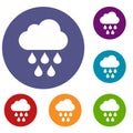 Cloud with rain drops icons set Royalty Free Stock Photo