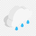 Cloud with rain drops isometric icon