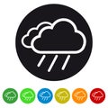 Cloud And Rain Flat Icon For Apps And Websites - Colorful Vector Icons