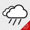 Cloud And Rain Flat Icon For Apps And Websites - Isolated On Transparent Background