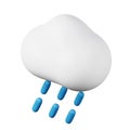 Cloud with rain high quality 3D render illustration icon. Royalty Free Stock Photo