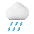 Cloud with rain high quality 3D render illustration icon. Royalty Free Stock Photo