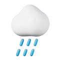 Cloud with rain high quality 3D render illustration icon. Royalty Free Stock Photo