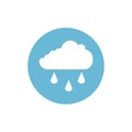 Cloud rain icon rain blue button Stock Vector illustration isolated on white background