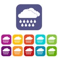 Cloud and rain icons set Royalty Free Stock Photo