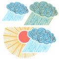 Cloud with rain isolated for design.Vector symbol Royalty Free Stock Photo