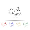 Cloud, rain, moon multi color icon. Simple thin line, outline vector of weather icons for ui and ux, website or mobile application Royalty Free Stock Photo