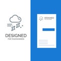 Cloud, Rain, Rainfall, Rainy, Thunder Grey Logo Design and Business Card Template