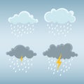 Cloud and rain, storm cloud with thunderbolt. Vector illustration Royalty Free Stock Photo