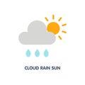 Cloud rain sun flat icon design style illustration on white background Royalty Free Stock Photo