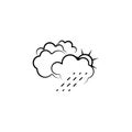 Cloud, rain, sun icon. Element of weather icon for mobile concept and web apps. Hand drawn Cloud, rain, sun icon can be used for w Royalty Free Stock Photo