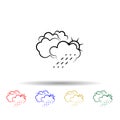 Cloud, rain, sun multi color icon. Simple thin line, outline vector of weather icons for ui and ux, website or mobile application Royalty Free Stock Photo