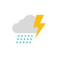 Cloud and rain with thunder icon. Modern weather icon. Flat vector symbols Royalty Free Stock Photo