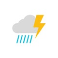 Cloud and rain with thunder icon. Modern weather icon. Flat vector symbols Royalty Free Stock Photo