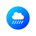 Cloud with rain vector icon. Rain cloud in blue gradient circle isolated. Vector illustration EPS 10 Royalty Free Stock Photo