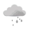 Cloud rain on white background. Grey rainstorm design.