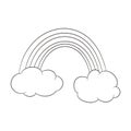 Cloud with rainbow, Simple line art vector illustration