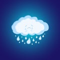 Crying Blue and White Cloud with Set of Raindrops