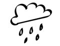 cloud with raindrops icon hand drawing doodle illustration illustration. weather element