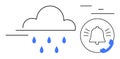 Cloud with Raindrops and Notification Bell Highlighting Weather Alerts Royalty Free Stock Photo