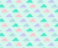 Cloud and raindrops pattern with mint background