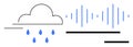 Cloud with Raindrops and Soundwaves Representing Weather Data and Analysis Royalty Free Stock Photo