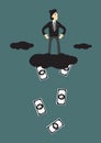 Cloud Raining Money Conceptual Cartoon Vector Illustration Royalty Free Stock Photo