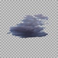 3d vector realistic gray clouds on transparent background. Grey rain clouds. Vector illustration. EPS 10.